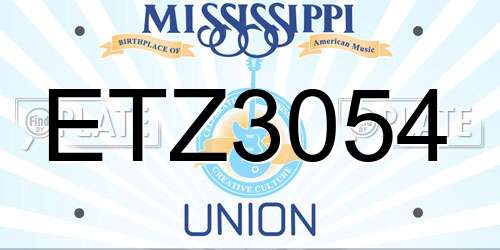 ETZ3054 Mississippi License Plate