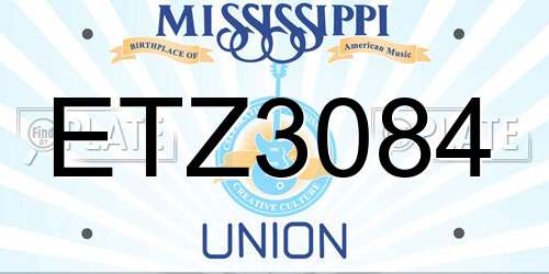 ETZ3084 Mississippi License Plate