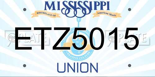 ETZ5015 Mississippi License Plate