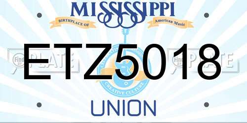 ETZ5018 Mississippi License Plate