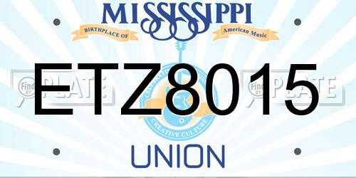 ETZ8015 Mississippi License Plate