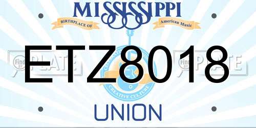 ETZ8018 Mississippi License Plate