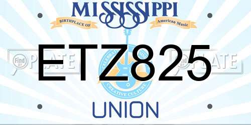 ETZ825 Mississippi License Plate