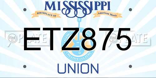 ETZ875 Mississippi License Plate