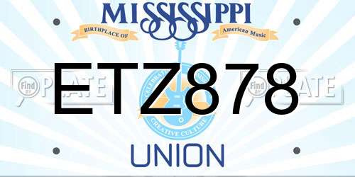 ETZ878 Mississippi License Plate