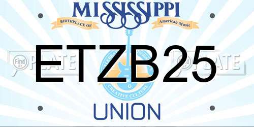 ETZB25 Mississippi License Plate