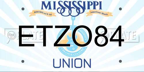 ETZO84 Mississippi License Plate