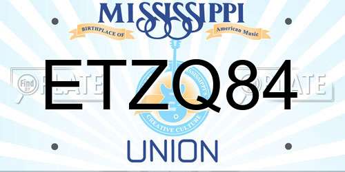 ETZQ84 Mississippi License Plate