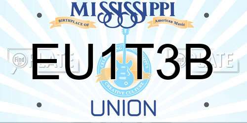 EU1T3B Mississippi License Plate