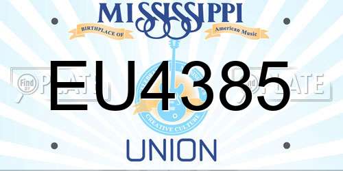 EU4385 Mississippi License Plate