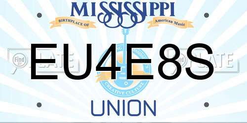 EU4E8S Mississippi License Plate