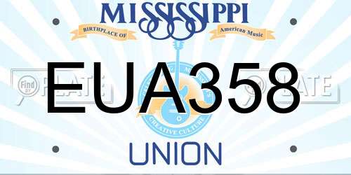 EUA358 Mississippi License Plate