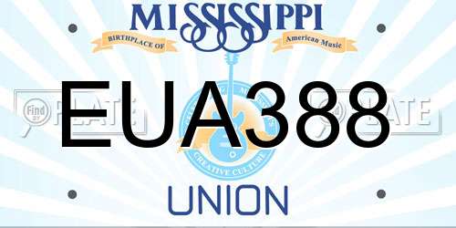 EUA388 Mississippi License Plate