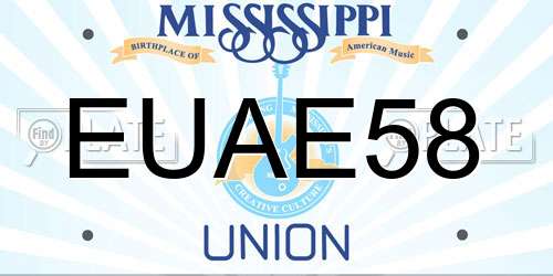 EUAE58 Mississippi License Plate