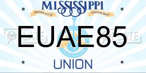 EUAE85 Mississippi License Plate