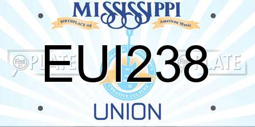 EUI238 Mississippi License Plate