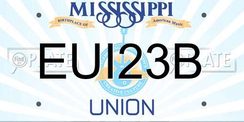 EUI23B Mississippi License Plate