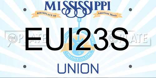 EUI23S Mississippi License Plate