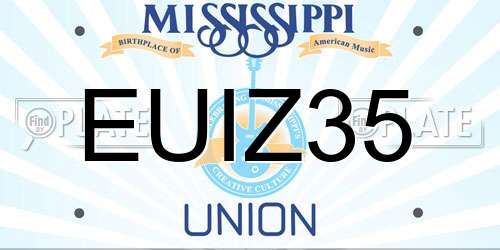 EUIZ35 Mississippi License Plate