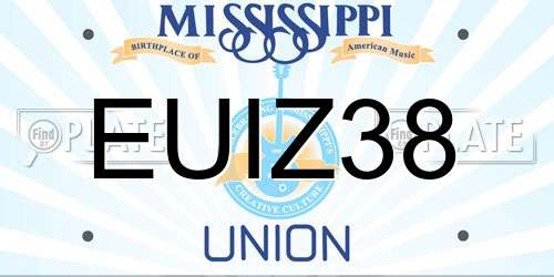 EUIZ38 Mississippi License Plate