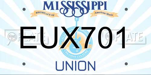 EUX701 Mississippi License Plate