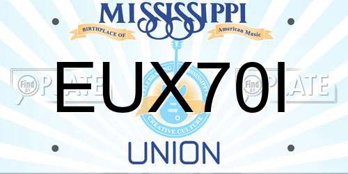 EUX70I Mississippi License Plate