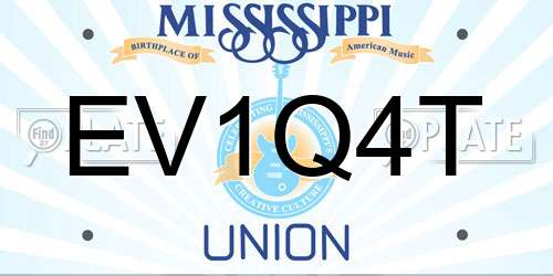 EV1Q4T Mississippi License Plate