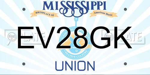EV28GK Mississippi License Plate