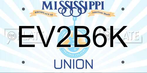 EV2B6K Mississippi License Plate