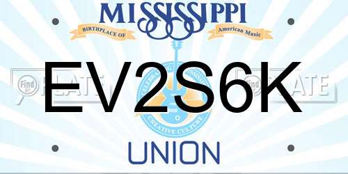 EV2S6K Mississippi License Plate
