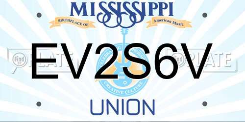 EV2S6V Mississippi License Plate