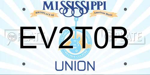 EV2T0B Mississippi License Plate