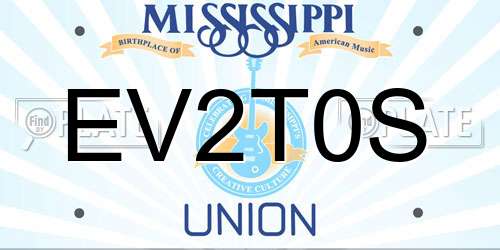 EV2T0S Mississippi License Plate