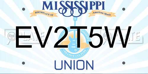 EV2T5W Mississippi License Plate