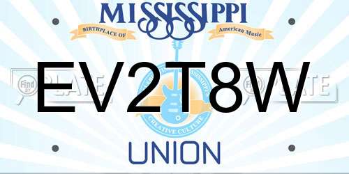 EV2T8W Mississippi License Plate