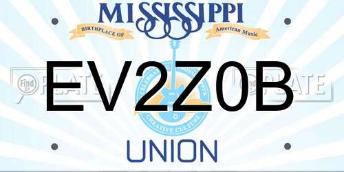 EV2Z0B Mississippi License Plate