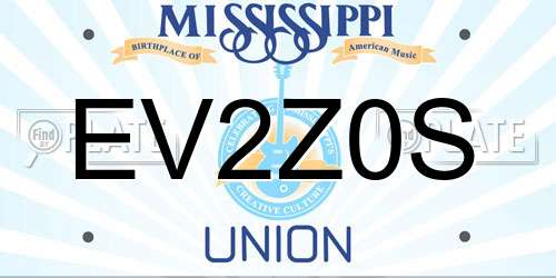 EV2Z0S Mississippi License Plate