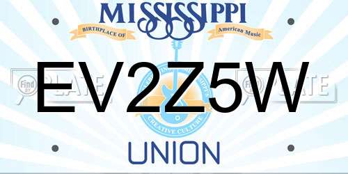 EV2Z5W Mississippi License Plate