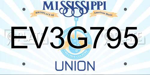 EV3G795 Mississippi License Plate