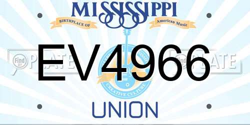 EV4966 Mississippi License Plate
