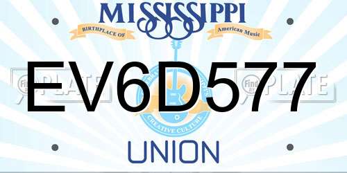 EV6D577 Mississippi License Plate