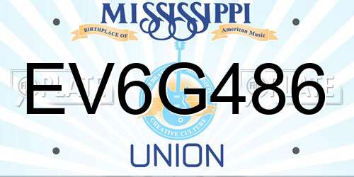 EV6G486 Mississippi License Plate