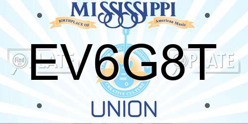 EV6G8T Mississippi License Plate