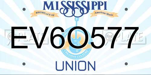 EV6O577 Mississippi License Plate