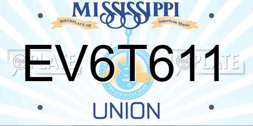 EV6T611 Mississippi License Plate
