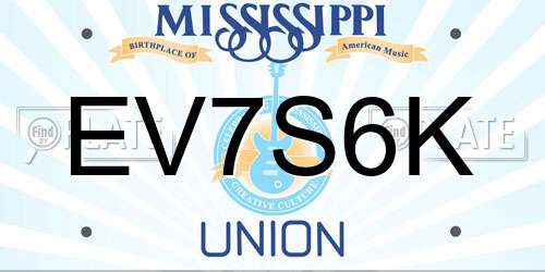 EV7S6K Mississippi License Plate