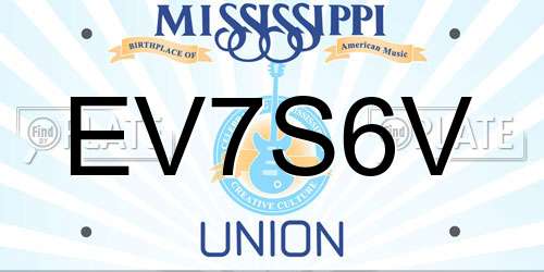 EV7S6V Mississippi License Plate