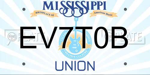 EV7T0B Mississippi License Plate