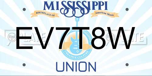 EV7T8W Mississippi License Plate