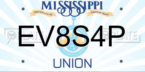 EV8S4P Mississippi License Plate